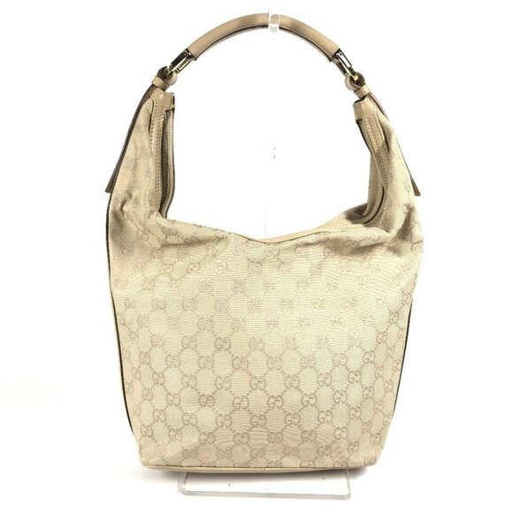 GUCCI 73885 GG logo bucket-shaped Shoulder Bag GGCanvas/Leather Beige - Picture 1 of 15